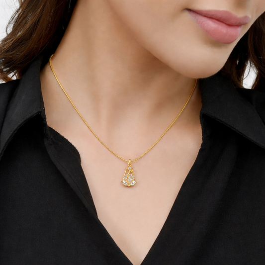 18k Gold Plated Golden Crystal Leaf Drop Pendant Necklace