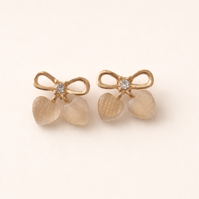 Bow Heart Stud Earrings
