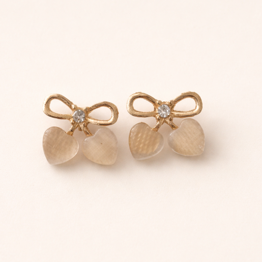 Bow Heart Stud Earrings