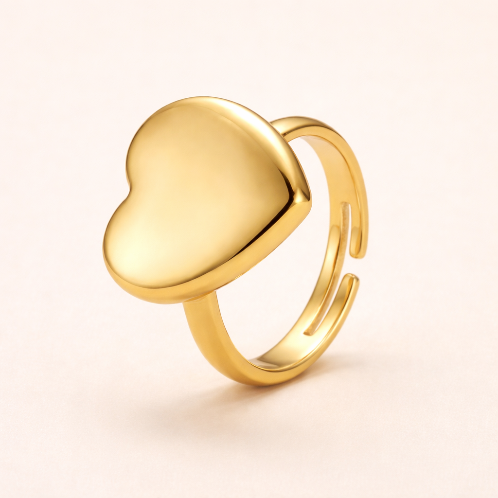 18K Gold Plated Golden Heart Ring