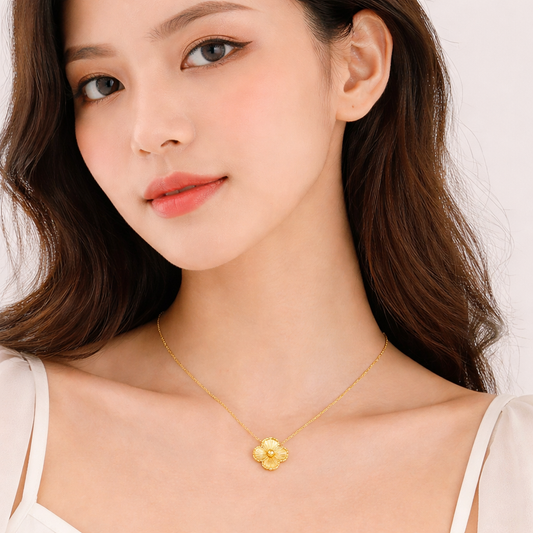 Golden Clover Flower Anti Tarnish Necklace