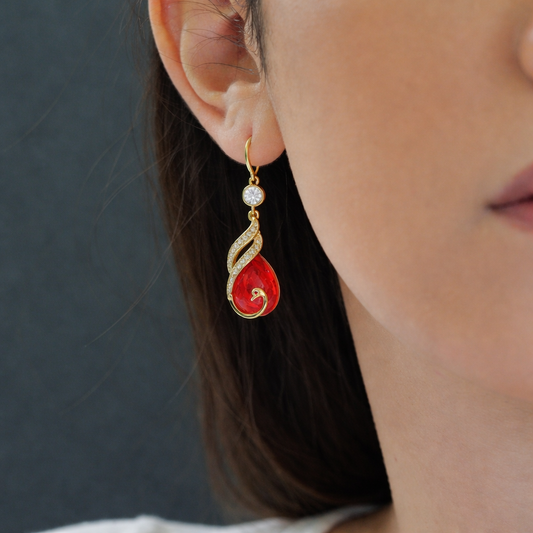 Ruby Swirl Elegance Drops Earring