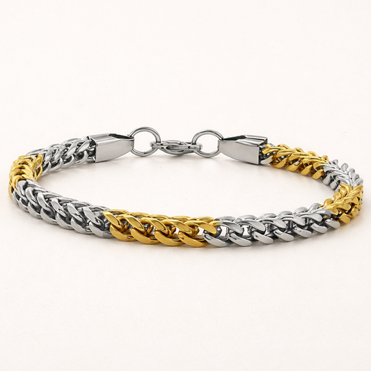 Men-18K Gold Plated Double Cuban Bracelet