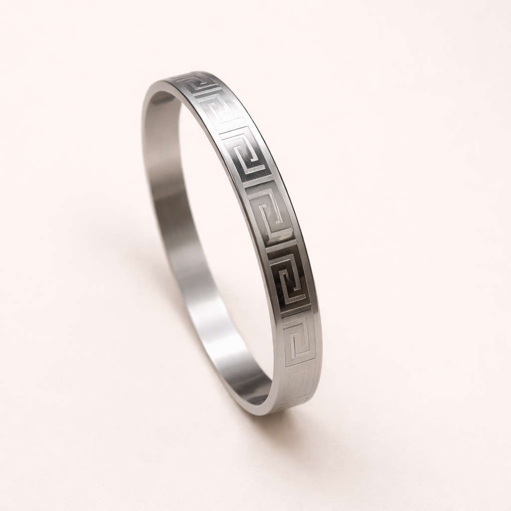 Men-18K Gold Plated Maze Oval Bracelet