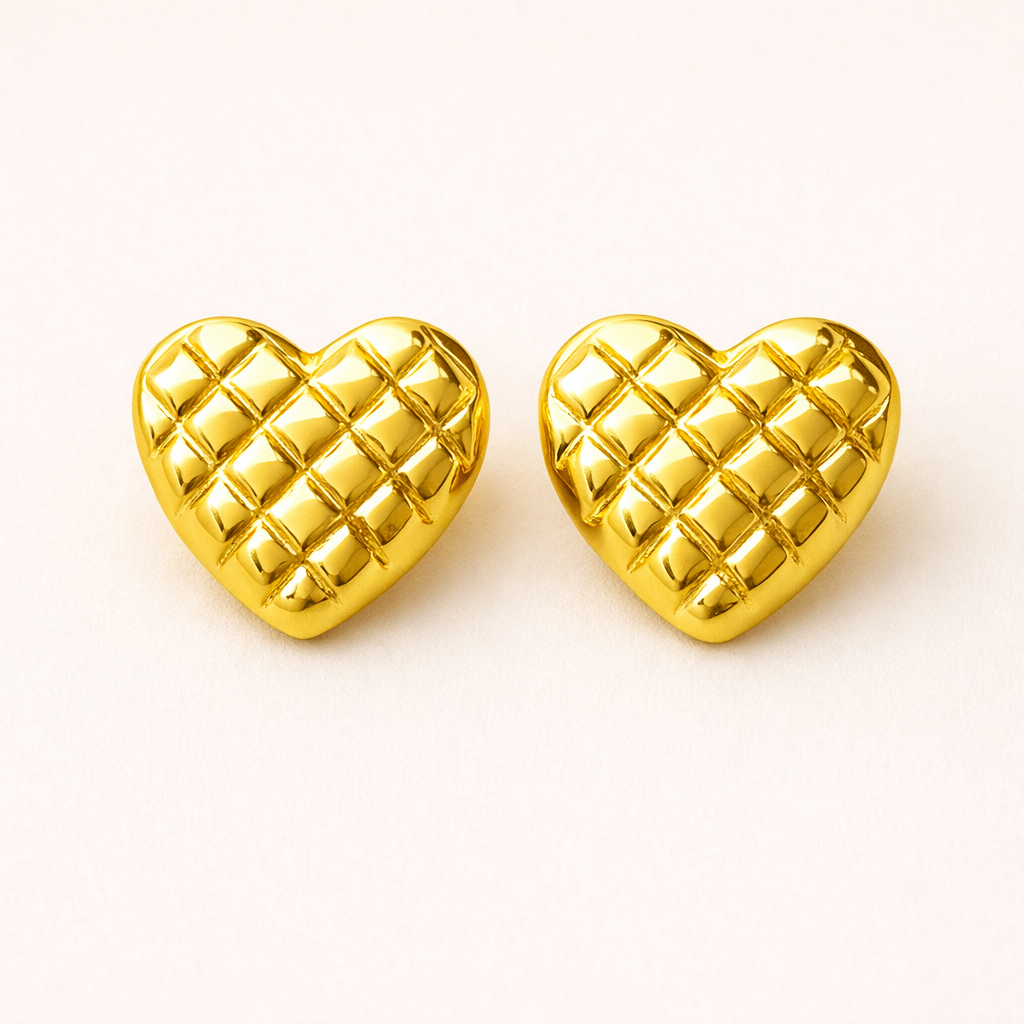 18k gold plated Regal Heart Stud earrings