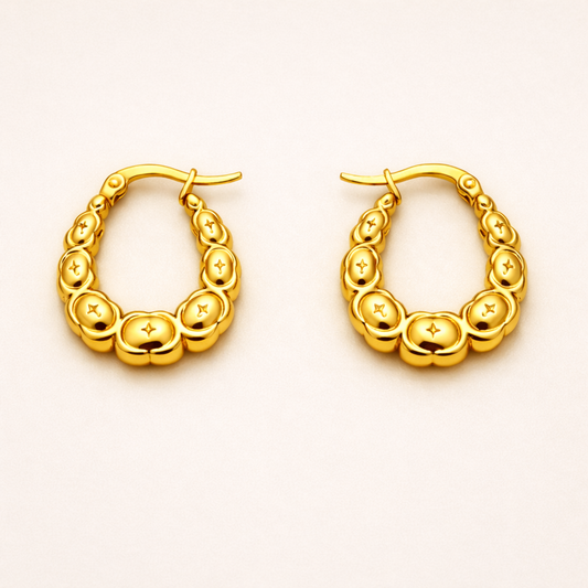 18K Gold Plated Bubble Hoop Earrings