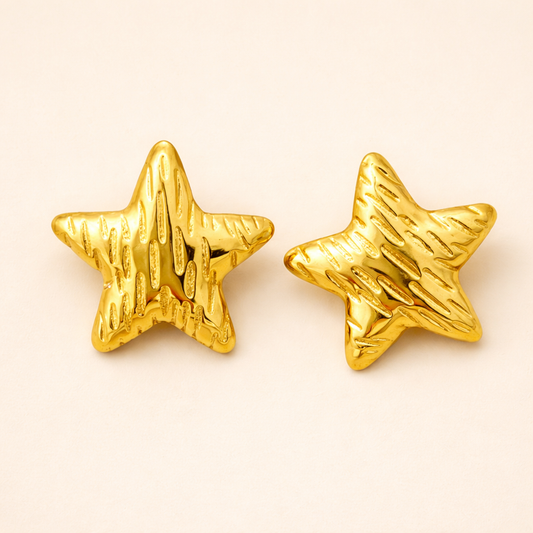 18K Gold Plated Golden Cosmic Star Earrings