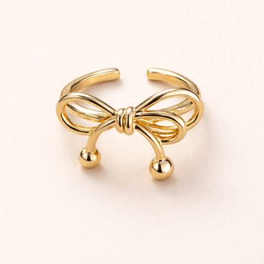 18K Gold Plated Tie Bow Gold Plated Ring