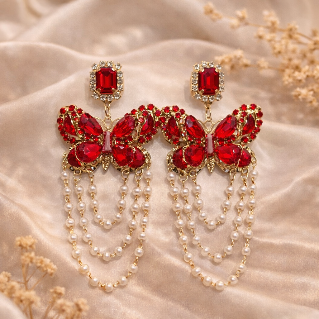 Royal Red Flutter Turkish Earring