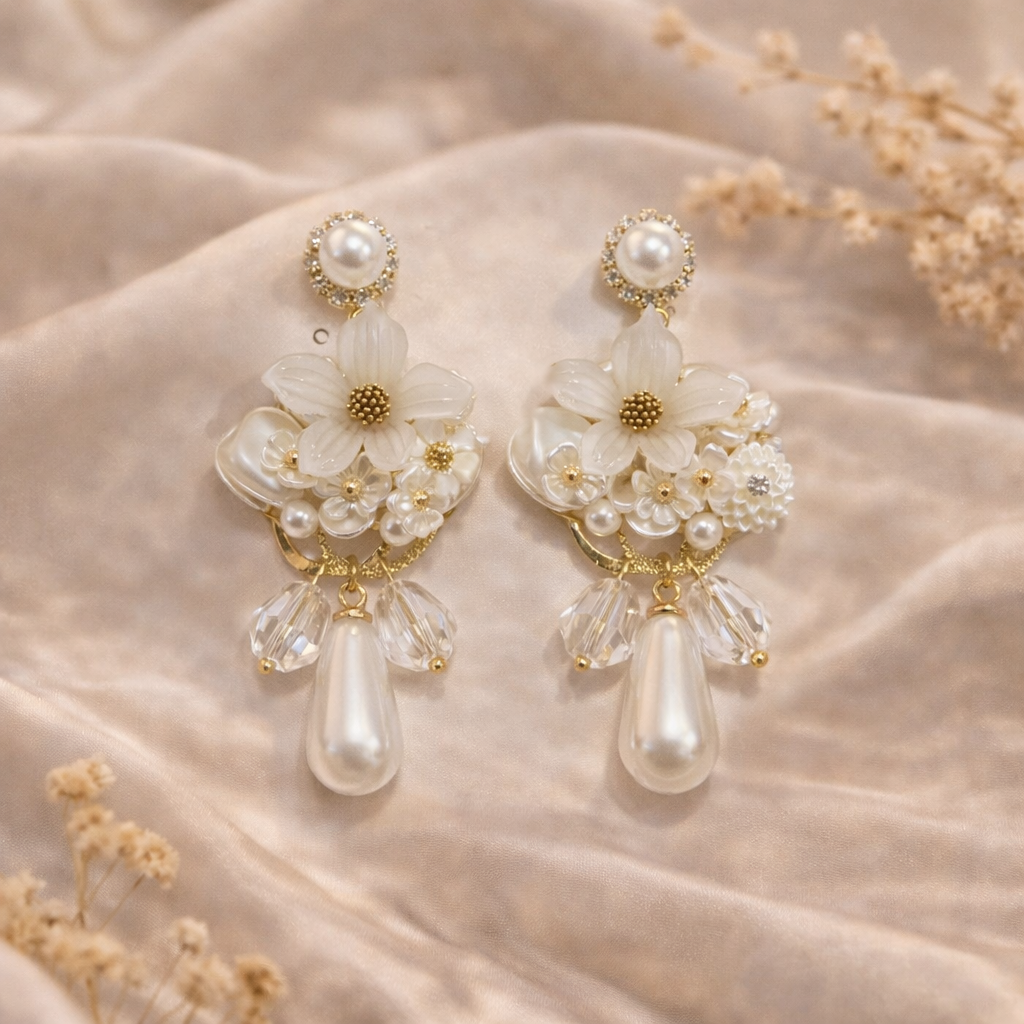 Royal Ivory Petals Turkish Earring