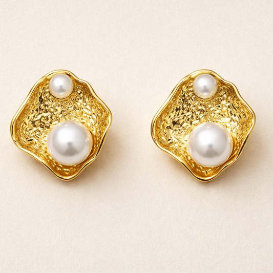 18k Gold Plated  Pearl Bloom Earrings