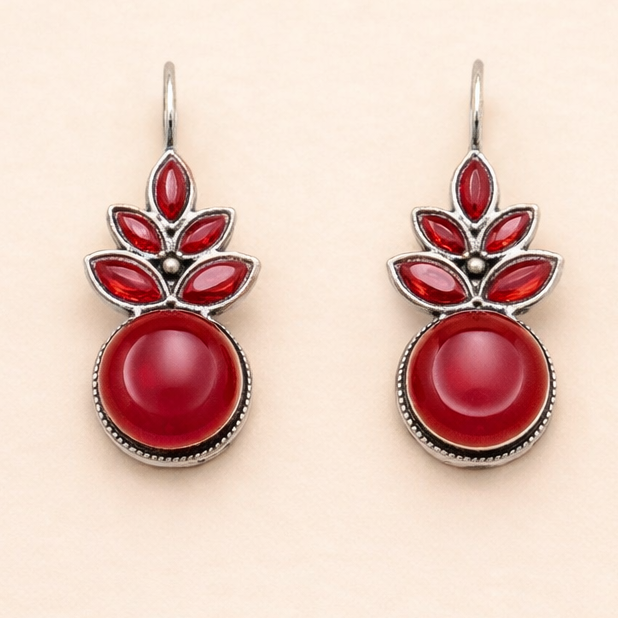 Royal Crimson Charm Oxidised Earrings