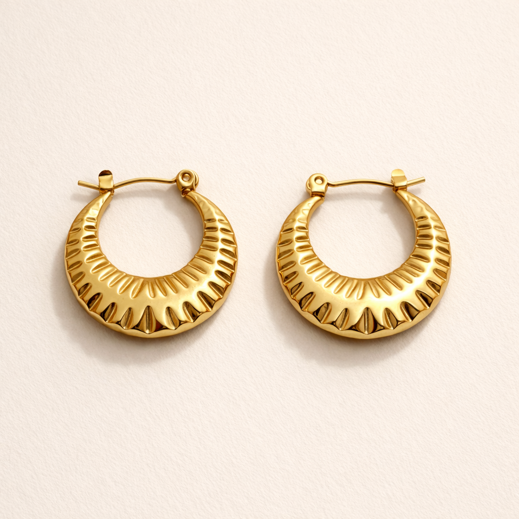 18K Gold Plated Aurora Crescent Hoop Earrings