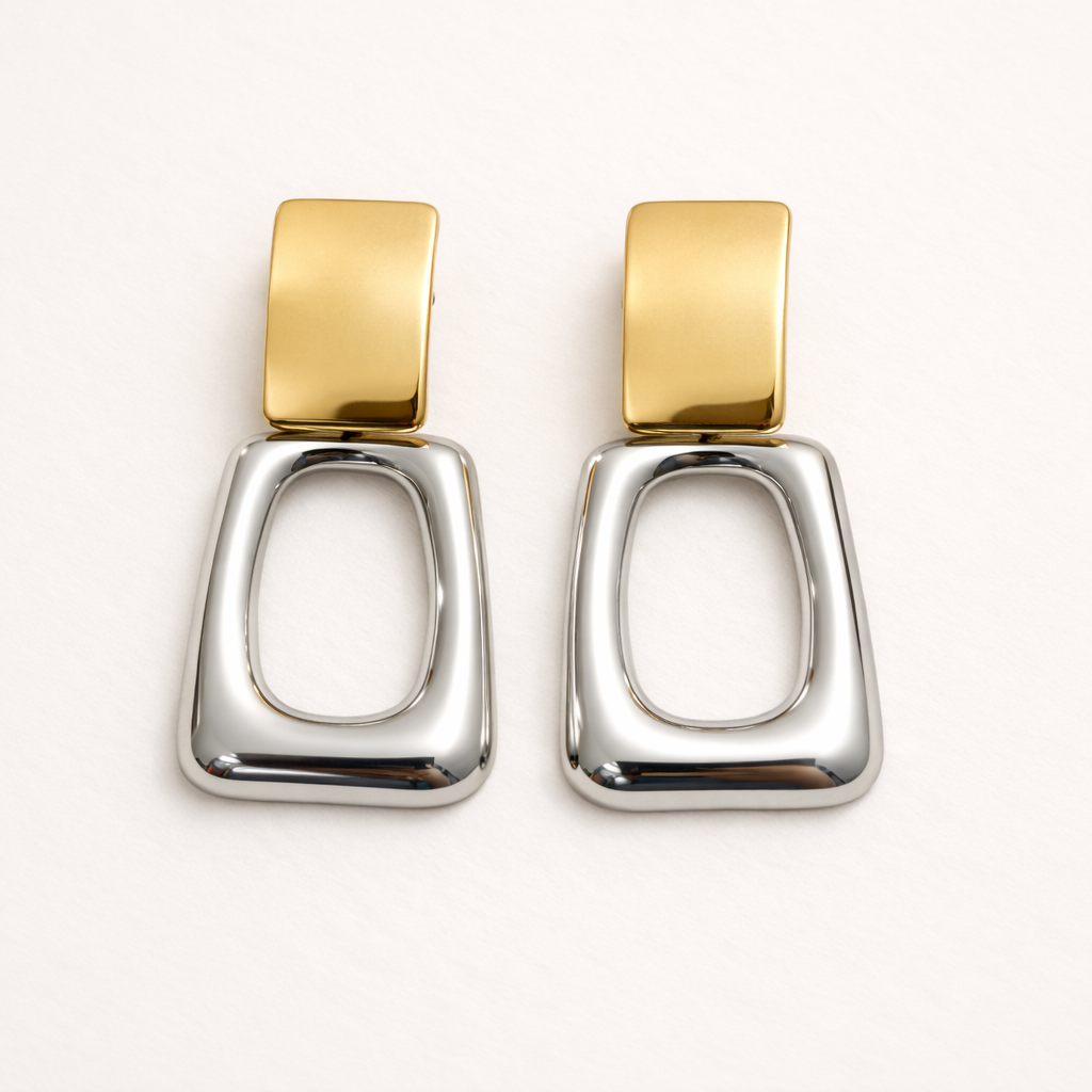 Golden Edge Geometric Earrings