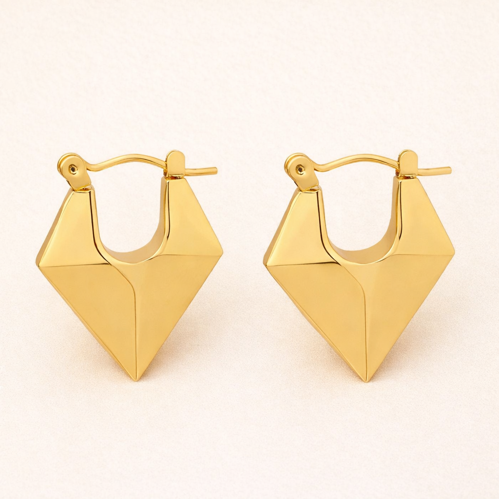 18K Gold Plated Conical Statement Hoop Earring