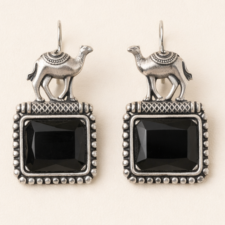 Rajasthan Camel Drop Oxidised Earrings