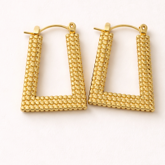 18K Gold Plated Golden Edge Square Hoops Earrings