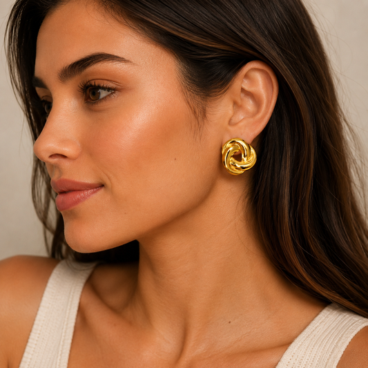 18K Gold Plated Classy Twirl Gold Earrings