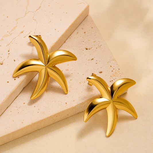 18K Gold Plated Golden Starfish Statement Earring