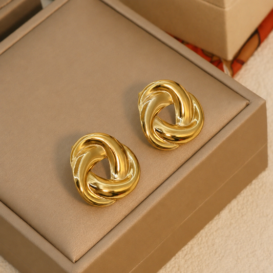 18K Gold Plated Classy Twirl Gold Earrings