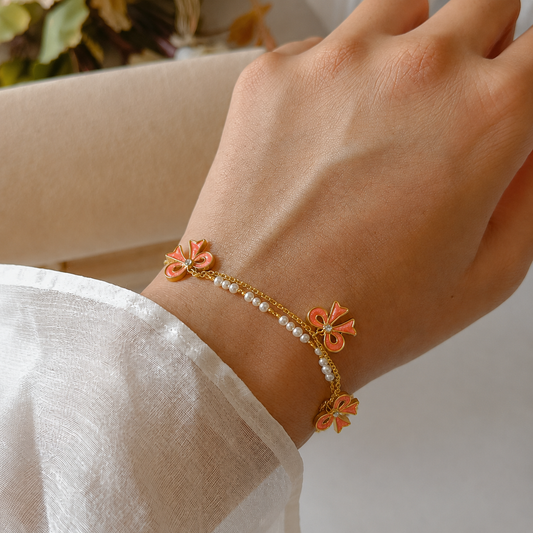 18K Gold Plated Golden Blush Bow Bracelet