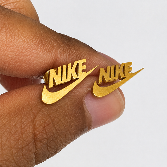 18K Gold Plated Street Style Logo Studs Earrings