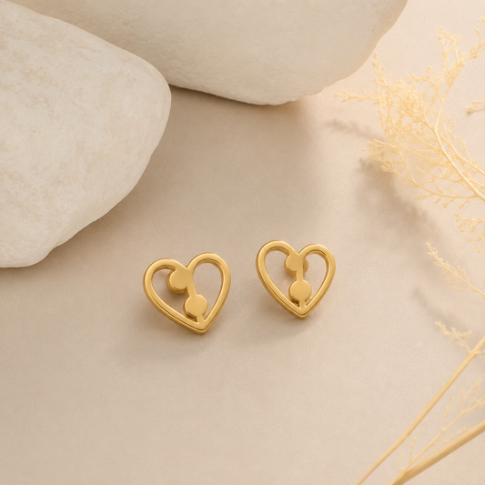 18K Gold Plated Mom & Baby Heart Studs Earrings