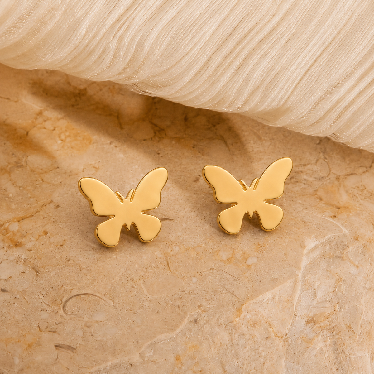 18K Gold Plated Minimal Butterfly Earrings