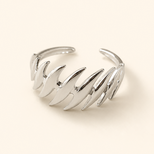 Silver Plated Feather Glow Adjustable Ring