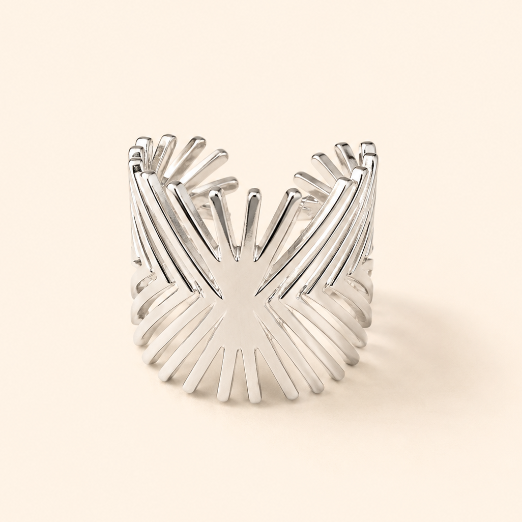 Silver Plated Crossline Statement Ring