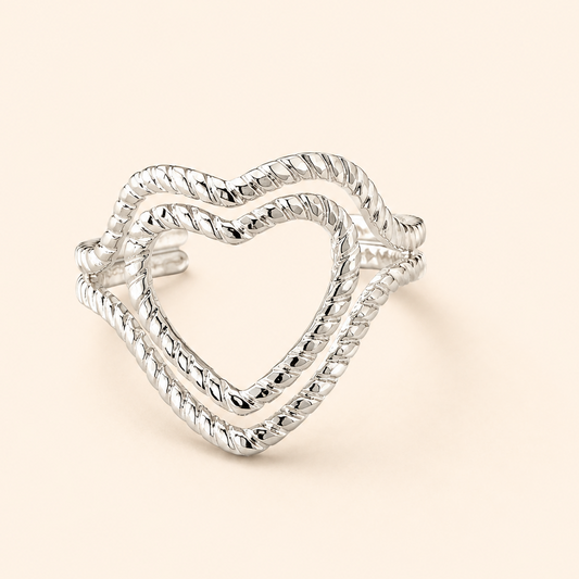 Silver Plated Twisted Heart Silver Ring