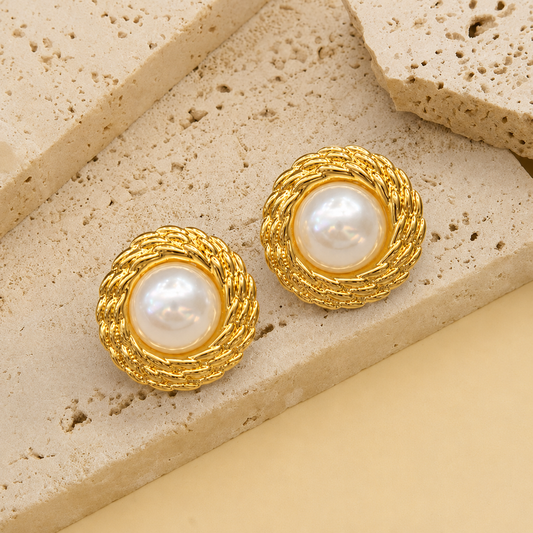 18K Gold Plated Pearl Aura Wreath Earrings