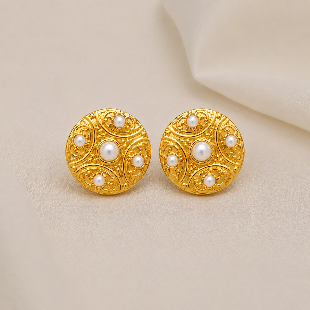 18K Gold Plated Golden Heritage Waterproof Pearl Earrings