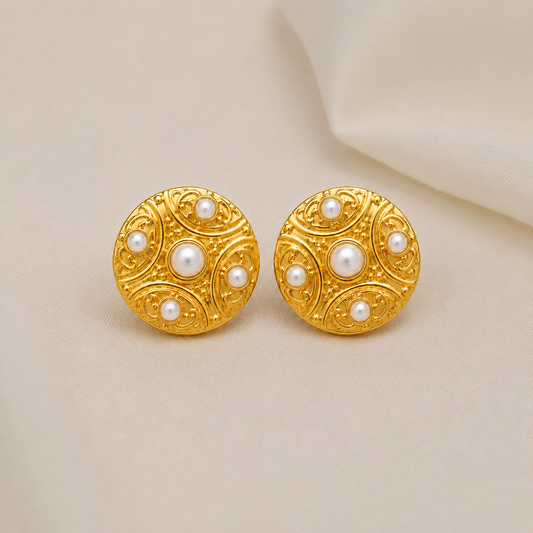 18K Gold Plated Golden Heritage Waterproof Pearl Earrings