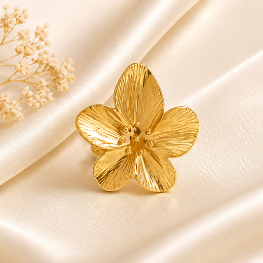 18K Gold Plated Anti-Tarnish Floral Ring