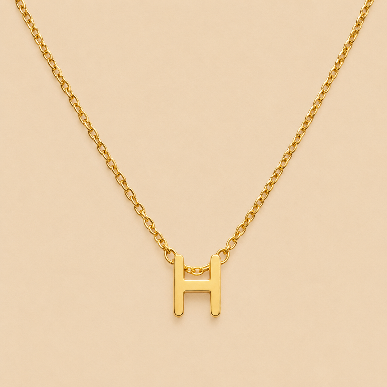 18k Gold Plated Minimal H Necklace