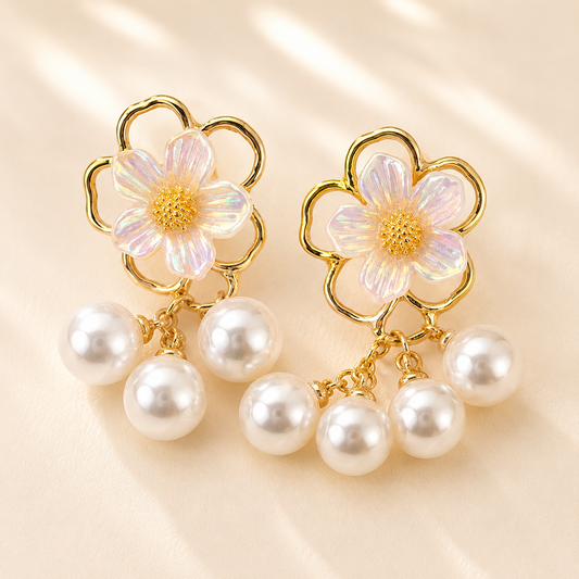 Fashion Flower Pearl Korean Earrings