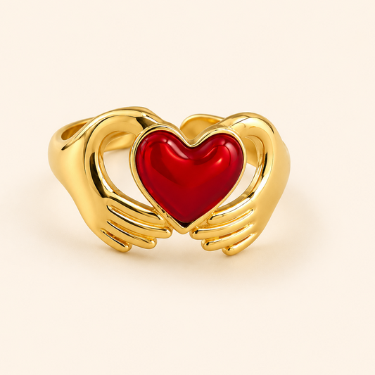 Fashion Heart  Adjustable Stainless Steel Ring