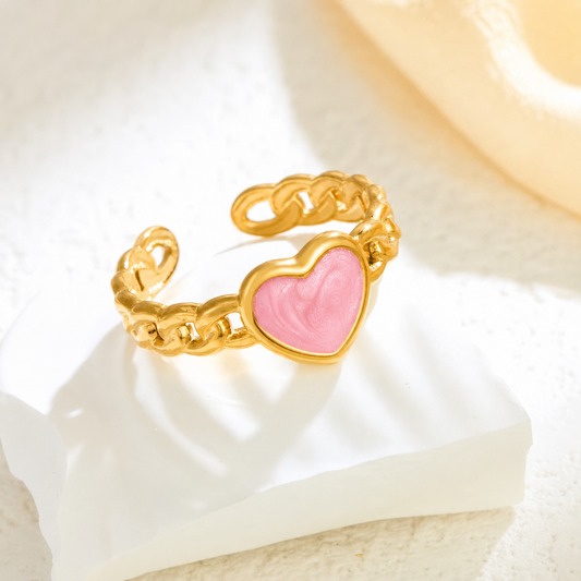 Pink Aura Stainless Steel Ring