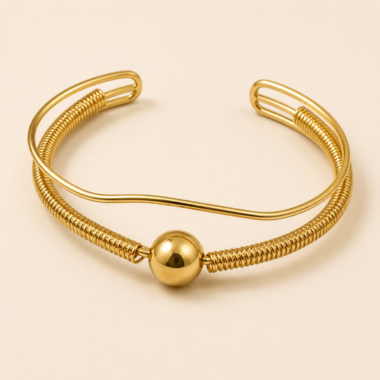 18K Gold Plated Interlace Ball Cuff Bracelet