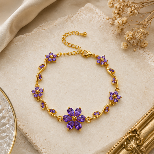 Elegant Floral Link Lightweight Adjustable Tulip Bracelet