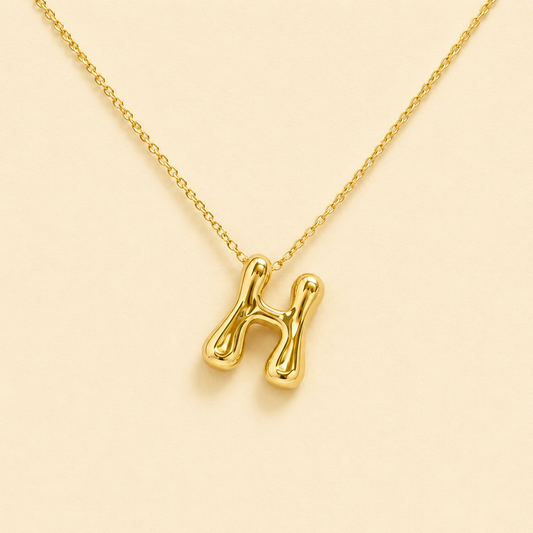 18k Gold Plated letter H gold pendant necklace