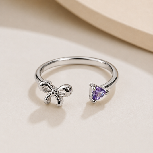 Minimalist Ribbon Ring with Lavender Stone