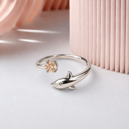 Silver Wave Crystal Ring