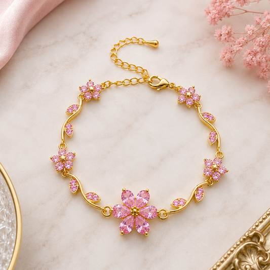Elegant Floral Link Lightweight Adjustable Tulip Bracelet