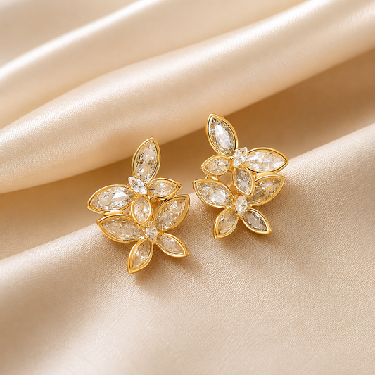 Gold Butterfly Crystal Zircon  Earring