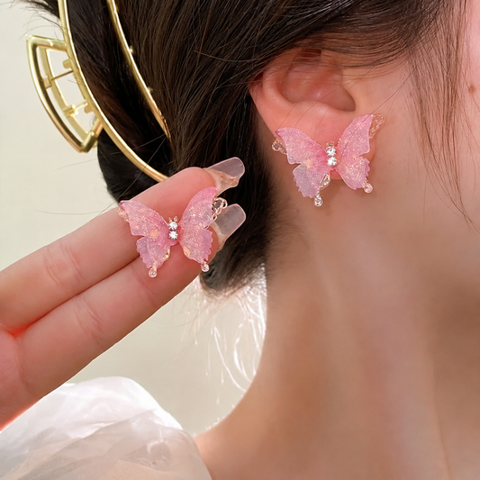 Needle Butterfly Tassel Style Zircon Earrings