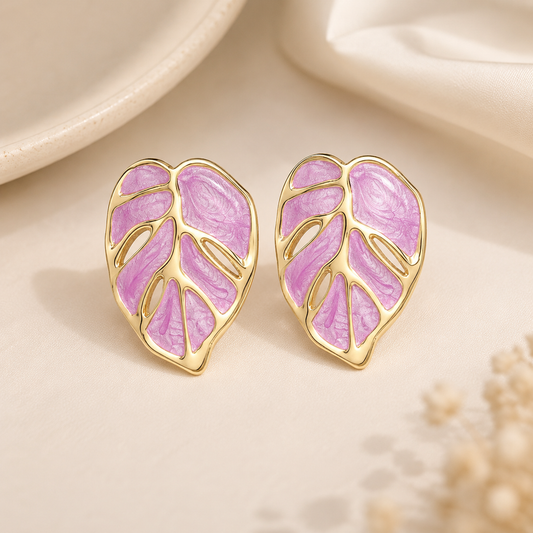 Stainless Steel Leaf Shaped Stud Earrings