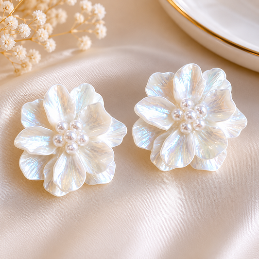 Immortal Flower Pearl French Elegant  Earring
