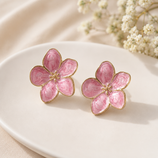 Stainless Steel Flower Earrings